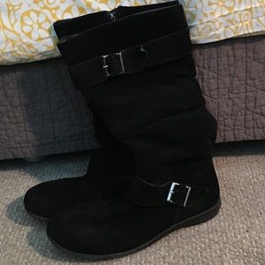 Black suede boots